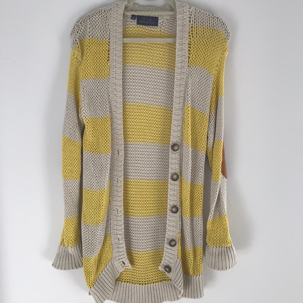 PJK Yellow and Tan stripe cardigan